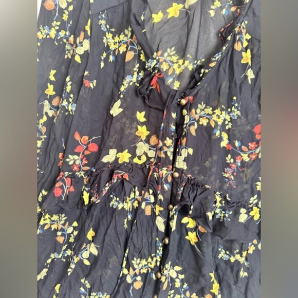 Anthropologie Floral Jamison Ruffles Flowy Blouse Whimsy Goth Tunic Top Boho M - Picture 9 of 16